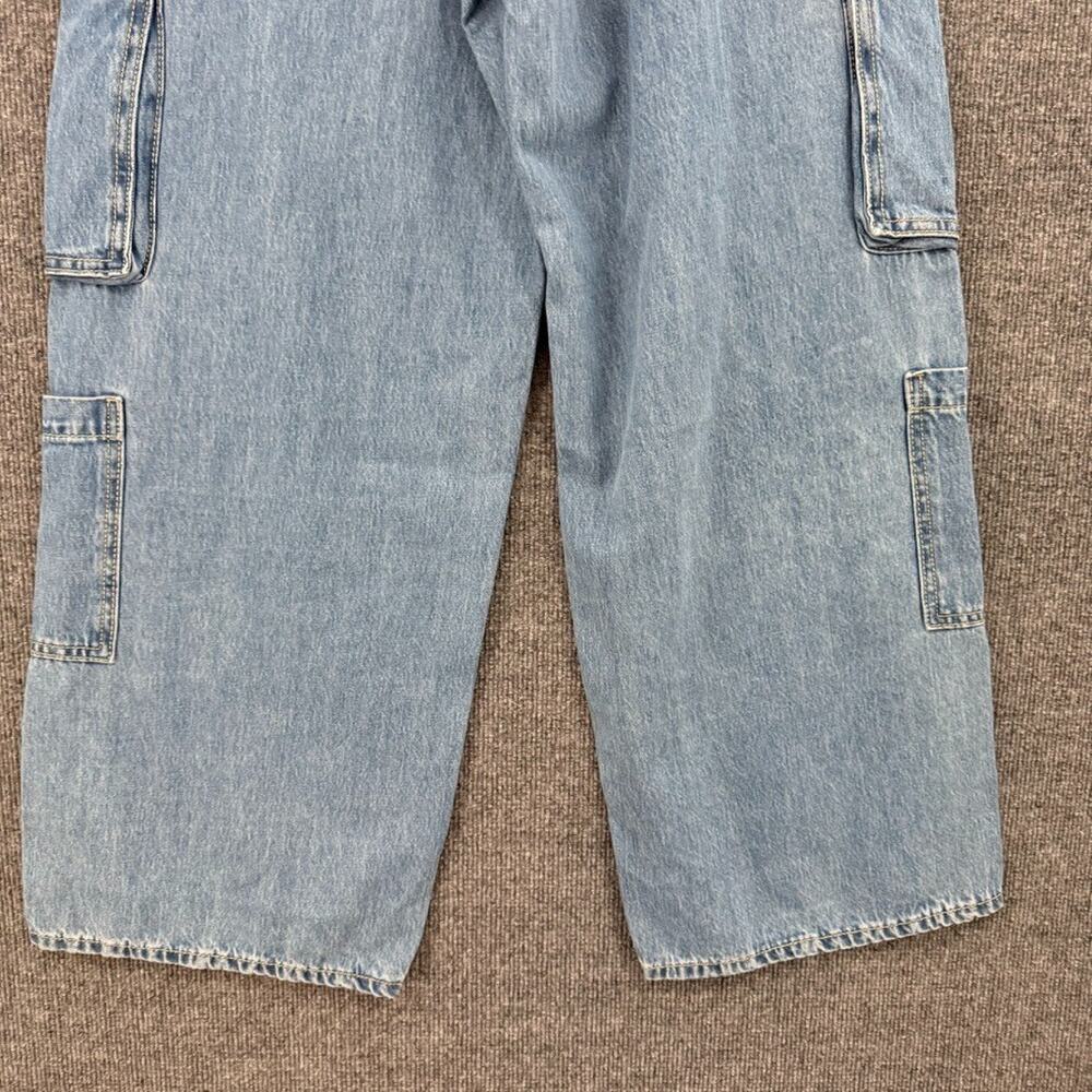 Old Navy Womens Baggy Wide Leg Cargo Jeans Size 4 Mid Rise Cotton Skater Y2K New - Picture 6 of 11